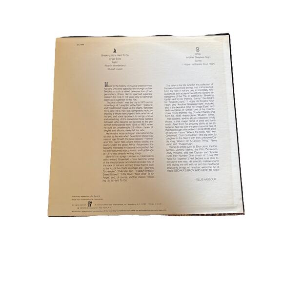 Neil Sedaka – Breaking Up Is Hard To Do - 12" VINYL RECORD ALBUM LP - Picture 2 of 2